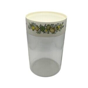 Vintage 70s Pyrex Spice of Life See N Store 7.5" Glass Canister Container Used